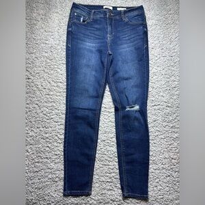 Kensie Jeans Womens 6 Effortless Ankle Mid Rise Dark Wash Stretch Classic Holes